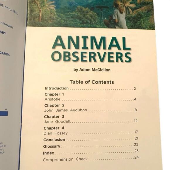 Animal Observers by Adam McClellan Paperback Book Grade Level 5 Library Reading - Picture 3 of 4